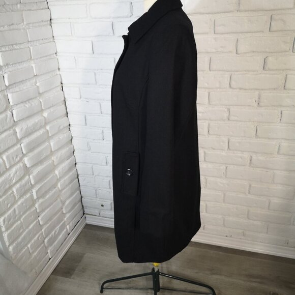 George Ladies Size Large Black Button Front Wool Blend Lined Pea Coat - Picture 4 of 9